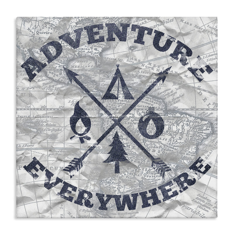 Art d'aventure sur toile "Adventure Everywhere" par Elizabeth Medley, H 30 po x l 30 po