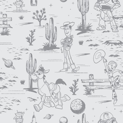 Disney Toy Story Toile Grey Peel and Stick Wallpaper