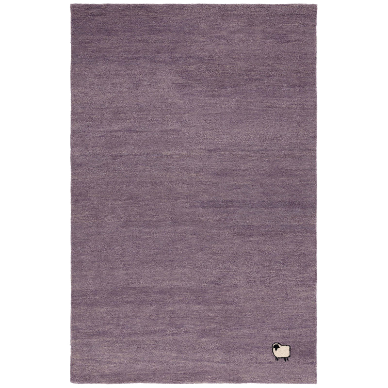 Roxy Solid Color Hand Woven Hand Tufted Wool/Cotton Area Rug in Purple, Rectangle 5' x 8'