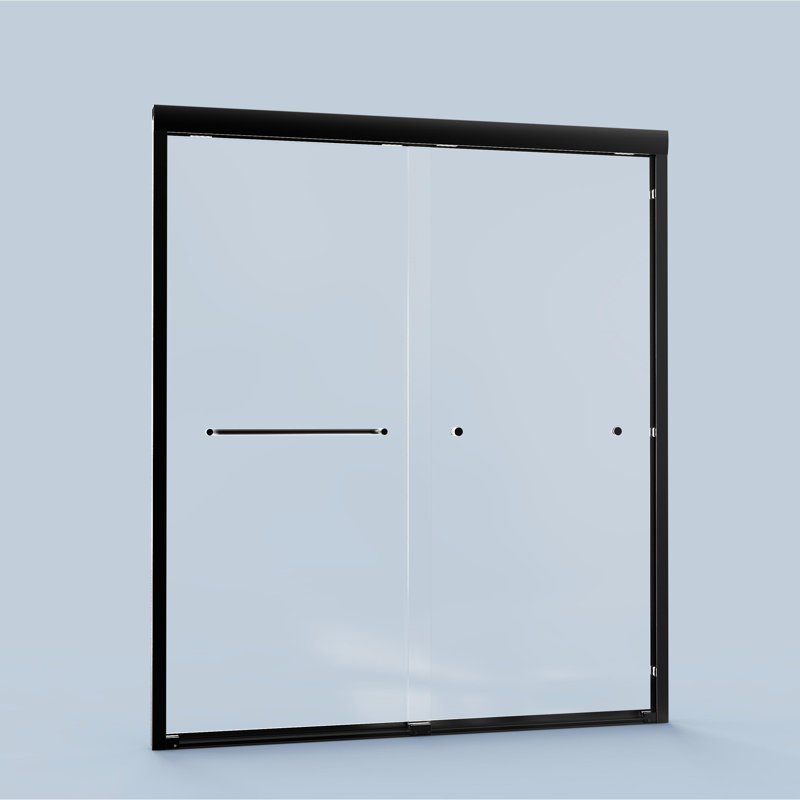 Cabine de douche à dérivation réglable de 56 à 60 po, H 72 po, verre trempé, noir mat, unité de salle de bain double à porte coulissante noire facile à installer, H 56 po à l 60 po x H 72 po, cloison de 1/4 po