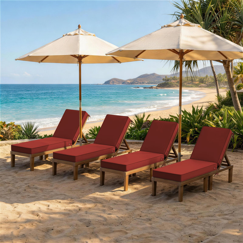 Coussin de chaise longue d'extérieur Wynee, L 25,8 po x P 79,75 po, Rouge Terra