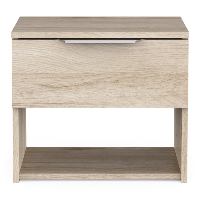 Taquanda 44cm W Chipboard Bedside Table, Kronberg Oak