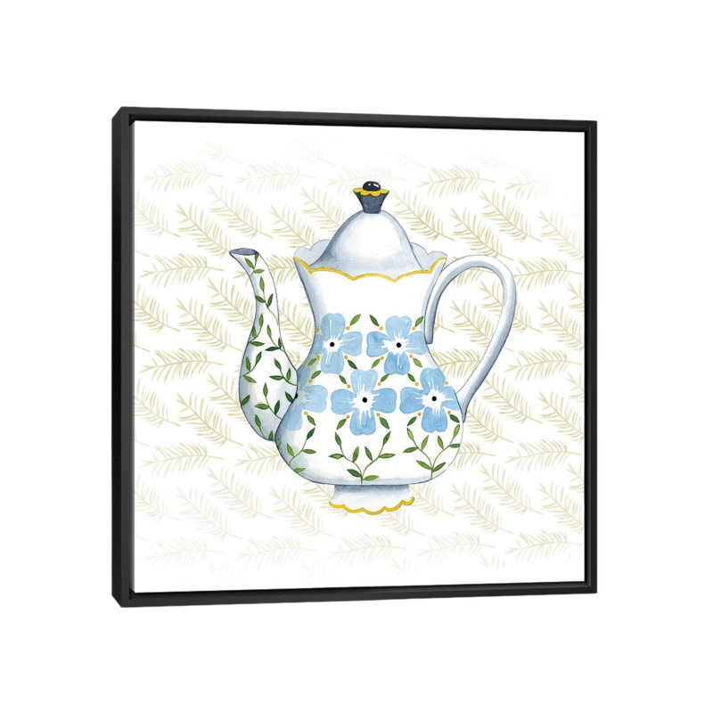 «Sweet Teapot I», impression sur toile, H 18 po x l 18 po x P 1,5 po, Toile encadrée noire, Pas de tapis