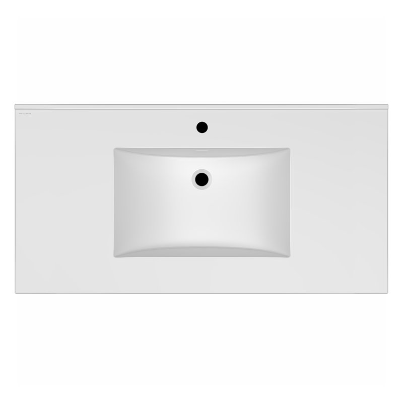 Meuble-lavabo à poser 43 po avec cuve rectangulaire intégrée et trop-plein Whitehaus, Trou unique