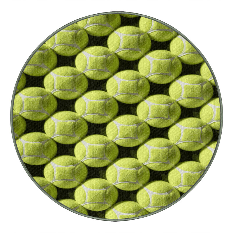  Tapis lavable avec balles de tennis, Rond 8 pi