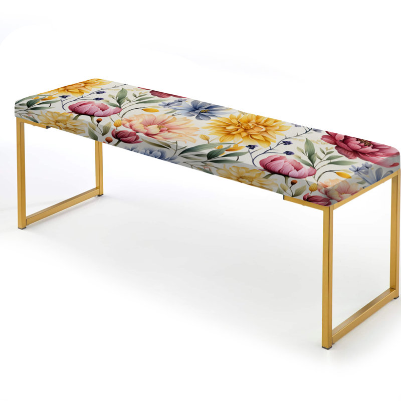 Banc rembourré or, Ethereal Botanicals Boho Pattern