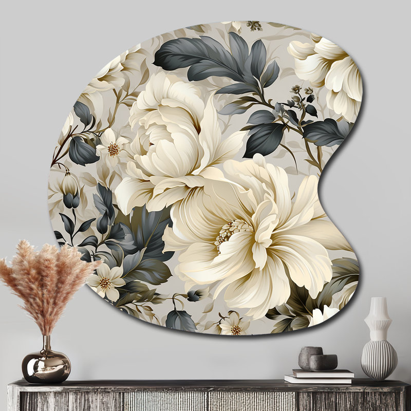Rella - reproduction d'art asymétrique en métal à motif floral unique en métal, H 33 po x l 33 po