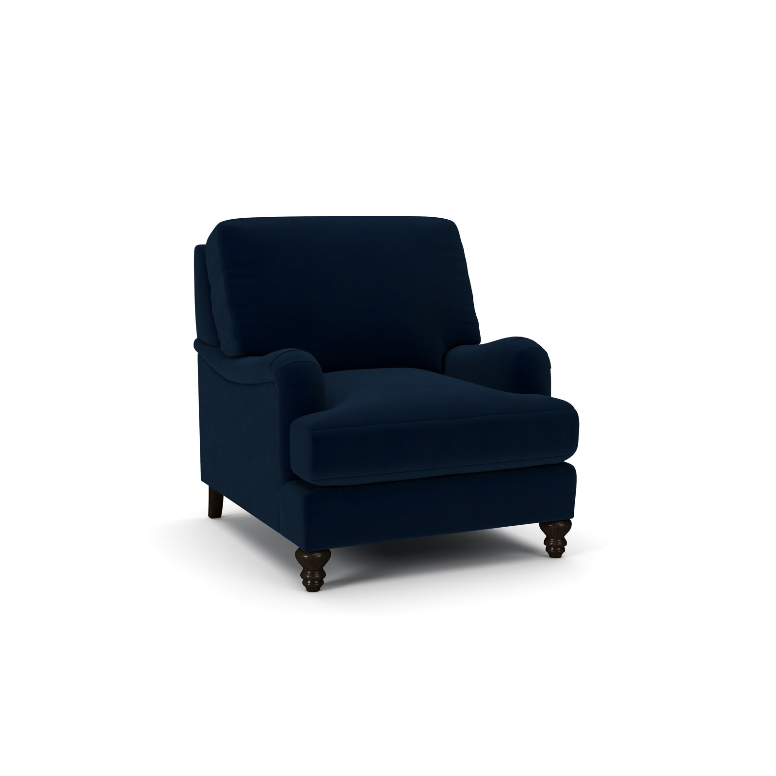 Walters Upholstered Armchair, Bella Ink Blue Performance Velvet