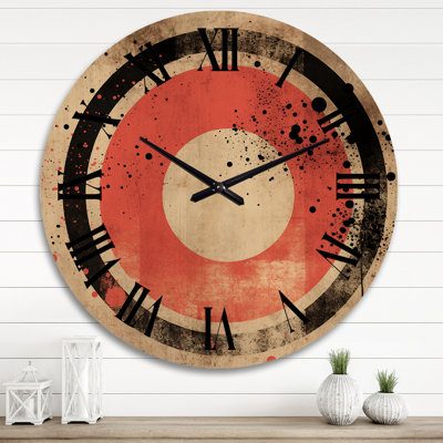 Inner Knowing Retro Circle Art III - Modern Midcentury Oversized Wood Wall Clock
