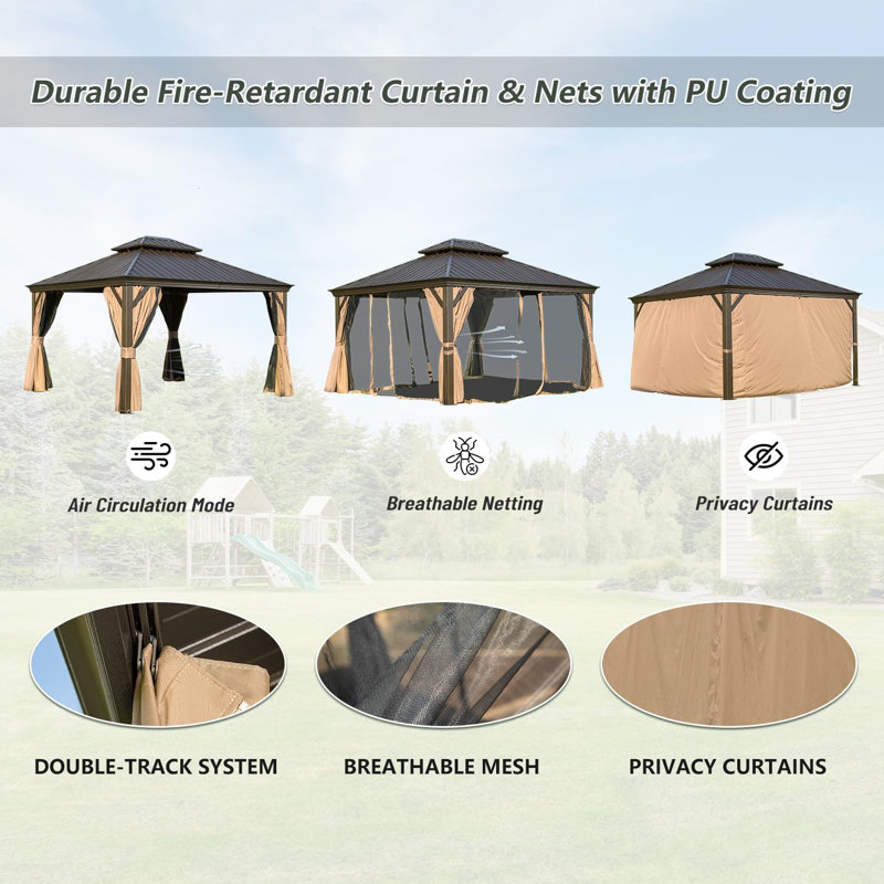 Aluminum Patio Gazebo, 11 Ft x 13 Ft