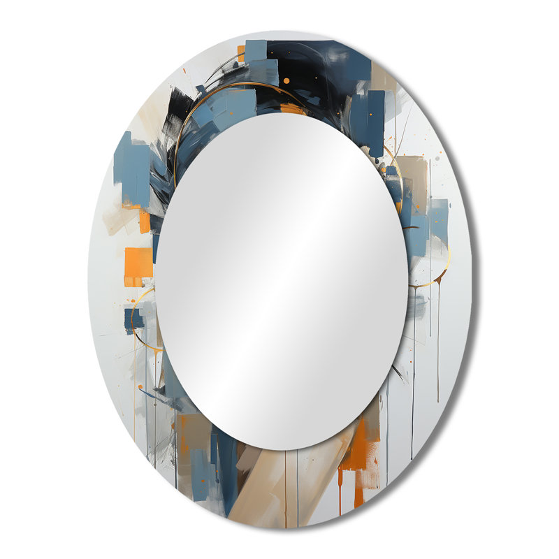 Valentino Fashion Portrait II - grand miroir mural ovale sur métal, 43 po x 33 po