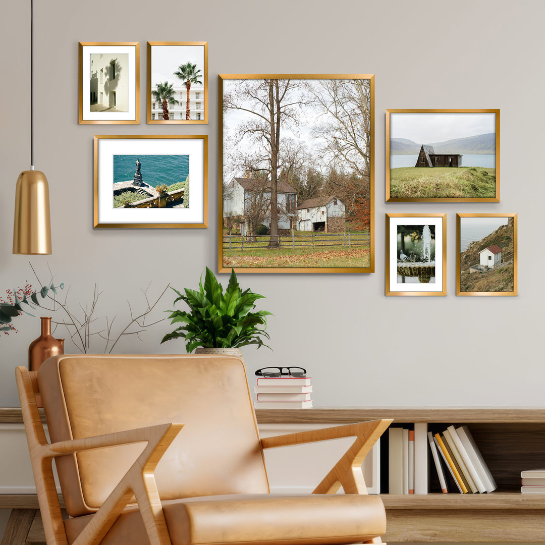 Drennon Metal Picture Frame - Set of 7 with Mat Basics by Wayfair®