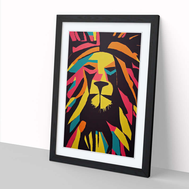 Lion Abstract Vol.1 - Picture Frame Print, Black, 64cm H x 46cm W x 2cm D