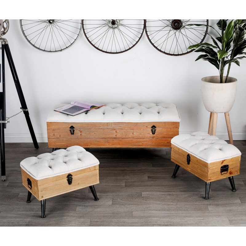 Banc de rangement rembourré traditionnel Sibo