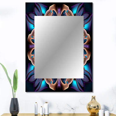 Mandala céleste en mauve et bleu mystérieux III - grand miroir boho mandala, miroir mural décoratif traditionnel, impression d'art en métal
