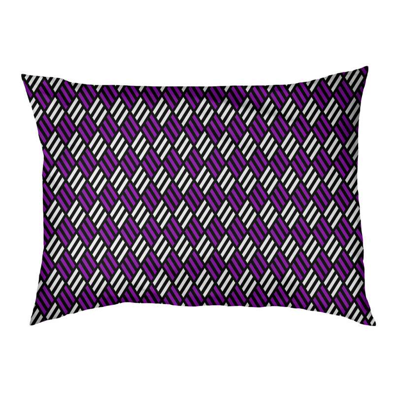 Coussin pour chien à rayures losanges Byrge, Moyen (L 29,5 po x P19,5 po x H 9,5 po), Noir / Mauve pâle