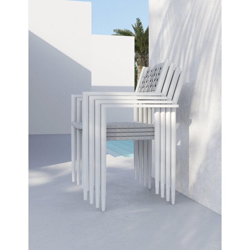 Naples Dining Chair, Matte White/Pearl Gray