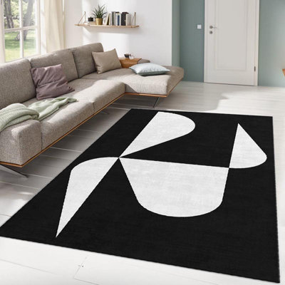 Non-Slip Area Rug, 100% Polyester, 47.2 x 70.9 inches | Raschel Knitting, Pile Height: 0.4 inches | Woven Carpet with Felt Dot Underside, Machine Washable | Stylish Digital Print Design for Home Decor