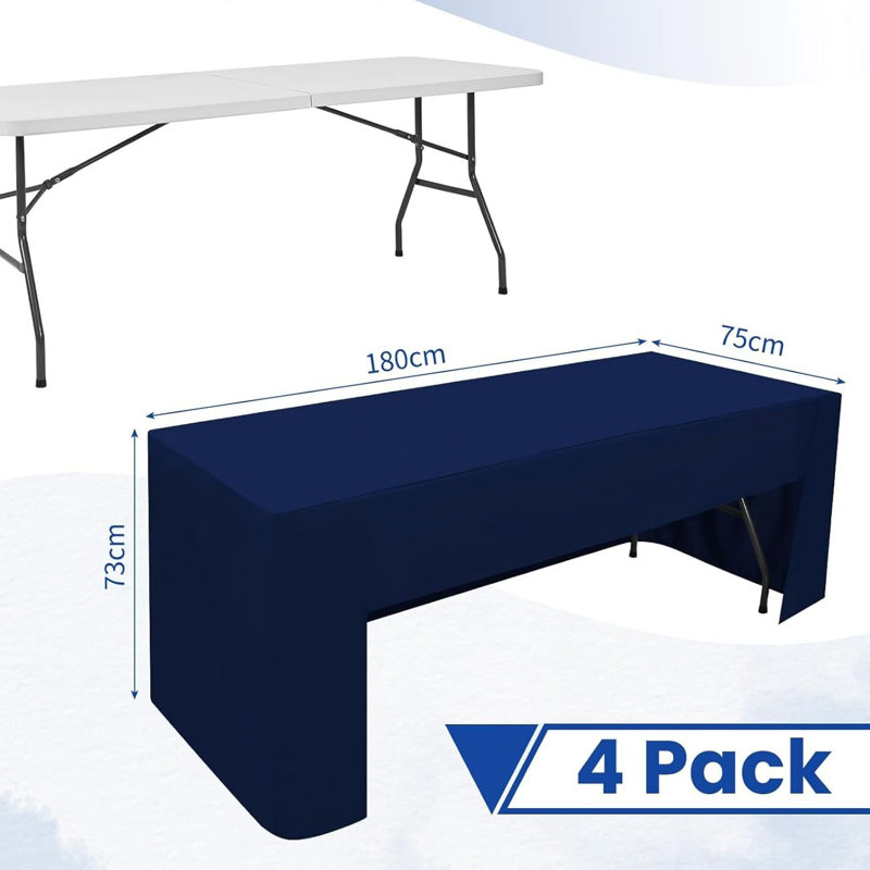 4 Pack Navy Blue Tablecloth Open Back Fitted Tablecloth Washable Polyester Fabric Blue Table Cloth Table Cover
