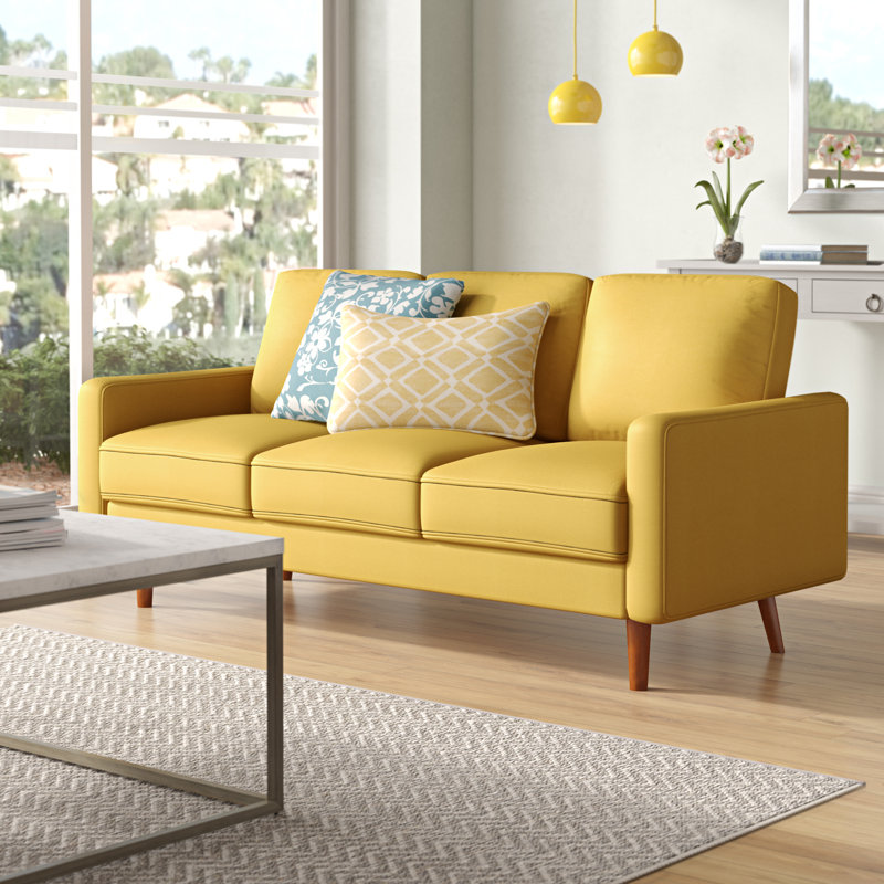 Lueck 72'' Velvet Sofa, Golden Yellow Velvet