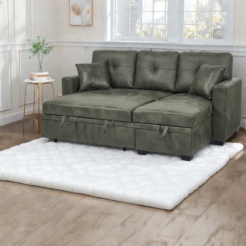 Canapé-lit modulaire avec rangement, canapé-lit moderne en tissu de bois