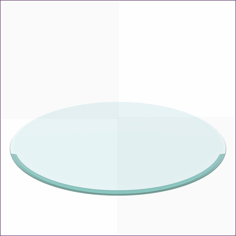 Plateau de table basse rond en verre trempé de 24 po, épaisseur biseautée de 2 à 5 po, facile à nettoyer et rebord biseauté sécuritaire