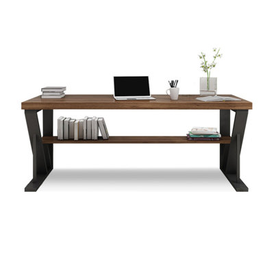Bureau rectangulaire en bois massif noyer
