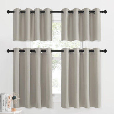 NICETOWN Blackout Small Window Valances, Rustic Farmhouse Curtains Grommet Top Thermal Insulated Window Drapes for Kitchen/Bathroom/Basement, 2 Panels.