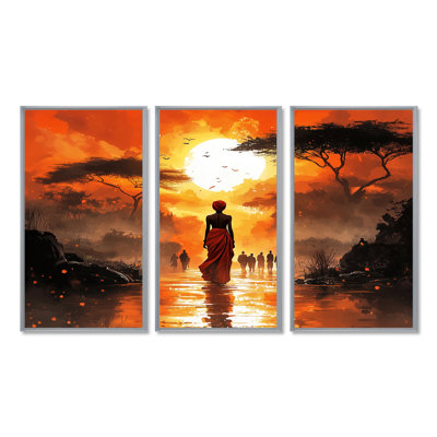 Orange Orange Journey II - ensemble de décorations murales paysage africain