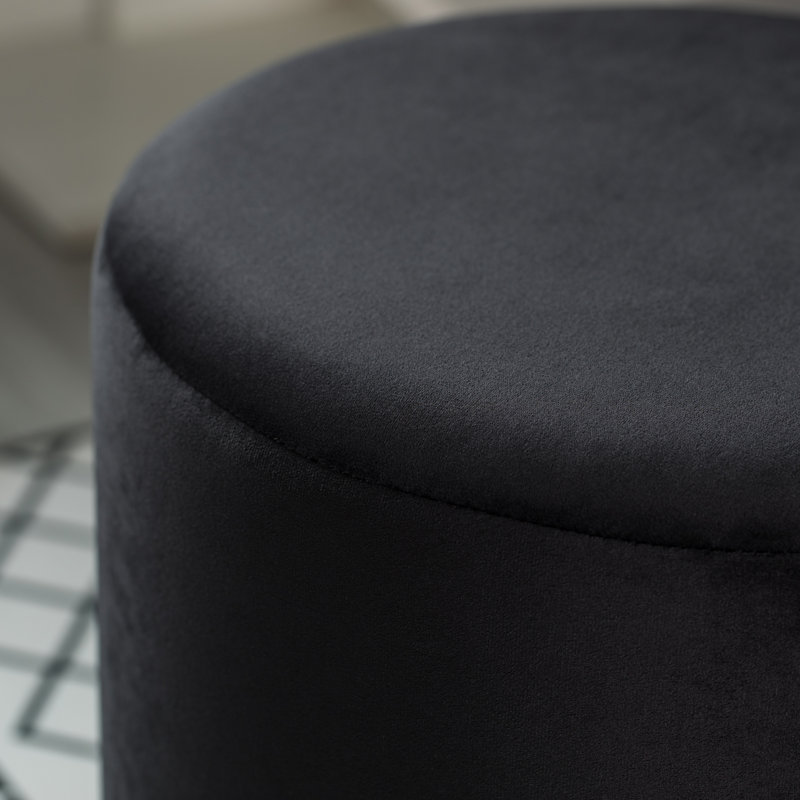 Nayli Velvet Ottoman, Black