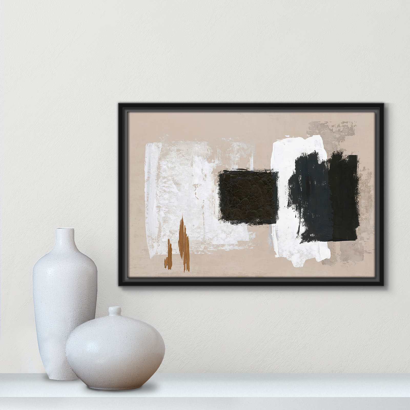 Imone "Golden Slate" Painting, 13.5" H x 19.5" W, Black