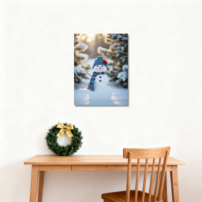 «Snowman Winter Scene», art mural sur toile