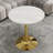 27.6-Inch Gold Coffee Table, Mid-Century Modern Style Dining Table, Accommodates 2-4 People, Featuring A Round White-Veined Marble Tabletop, Suitable For Various Settings.