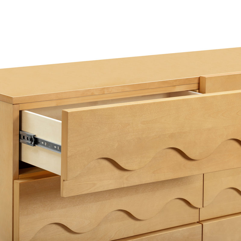 Lido Wave 6-Drawer Wide Assembled Dresser (56"), Honey