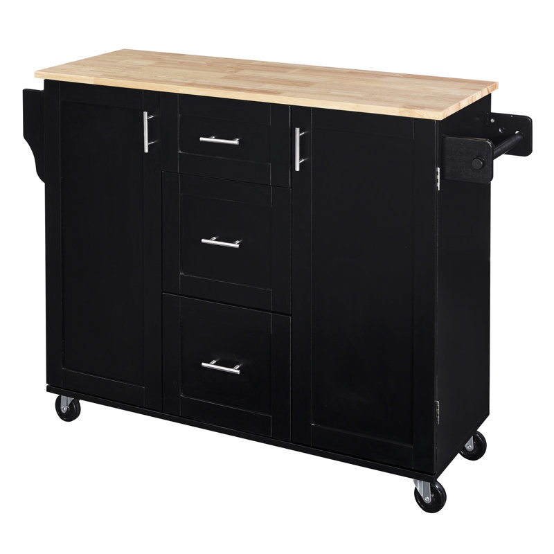 Mobile Kitchen Cart - 2 Slide-Out Shelves, Convenient European Style With Drawer Stylish & Functional, Black