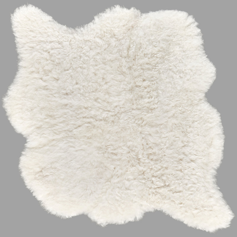Lia Solid Colour Sheepskin Area Rug, Novelty 120 x 110cm