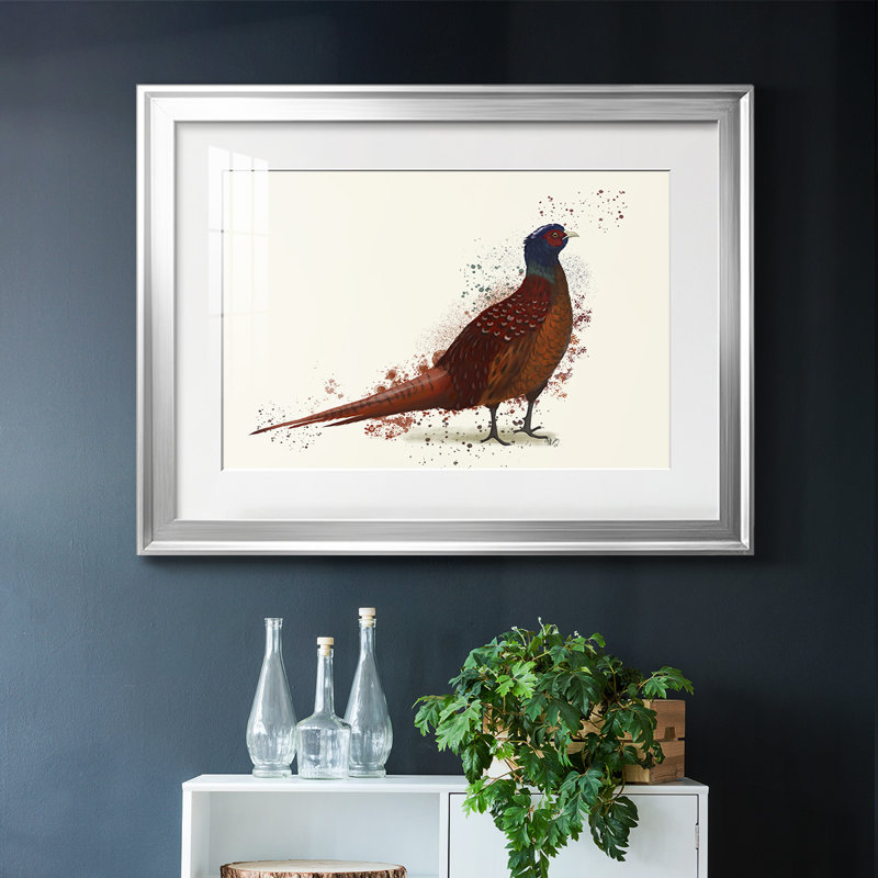 Pheasant Splash 4-FramedFramed Print W Beveled Matt and Glass, Argent, H 15 po x l 21 po x P 1,5 po