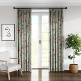 Faye Drapery Linen Floral Room Darkening Pinch Pleat Single Curtain Panel