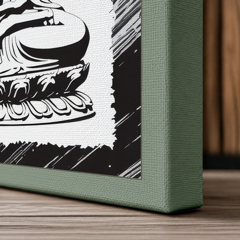 Seated Buddha Japandi - Wrapped Canvas, 18x12 - 45.7 x 30.5 cm, Sage Border