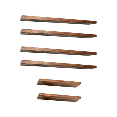 Connie 6 Piece Walnut Floating Shelf