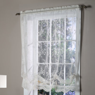 Valmer Floral Sheer Rod Pocket Single Curtain Panel