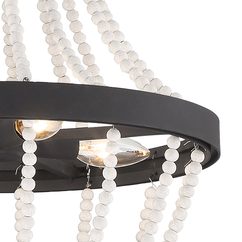 Lustre en acier à intensité variable 4 lumières l 16 po Chrisha, Ivoire délavé / zinc vieilli