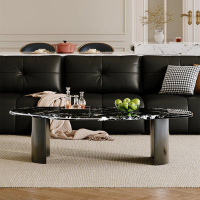 Irregularly shaped marble coffee table