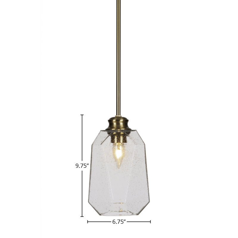 Rocklin Stem Hung Pendant Glass, New Age Brass, Seeded