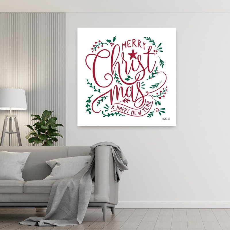 «Merry Christ-Mas I», art contemporain hivernal, H 48 po x l 48 po
