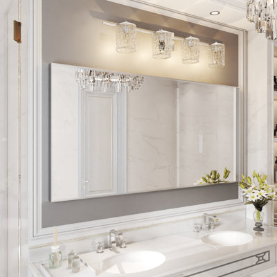 Metal Rectangle Mirror with Aluminum Frame, Bathroom Mirror with Resistant Glass