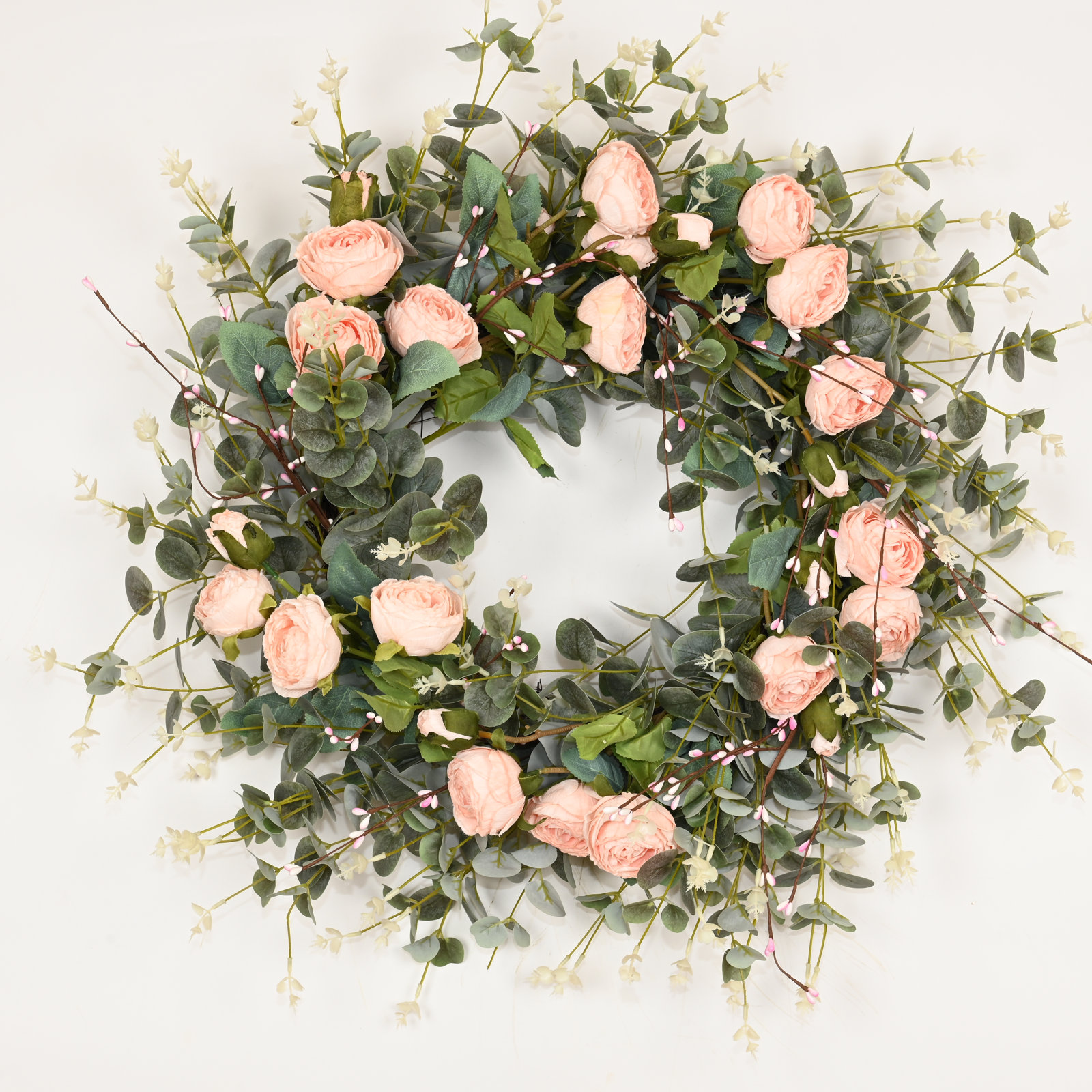 26'' W Artificial Wreath , Peach