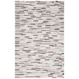 Sechrist Hand Woven Leather/Felted Cloth Abstract Rug in Gray/Ivory