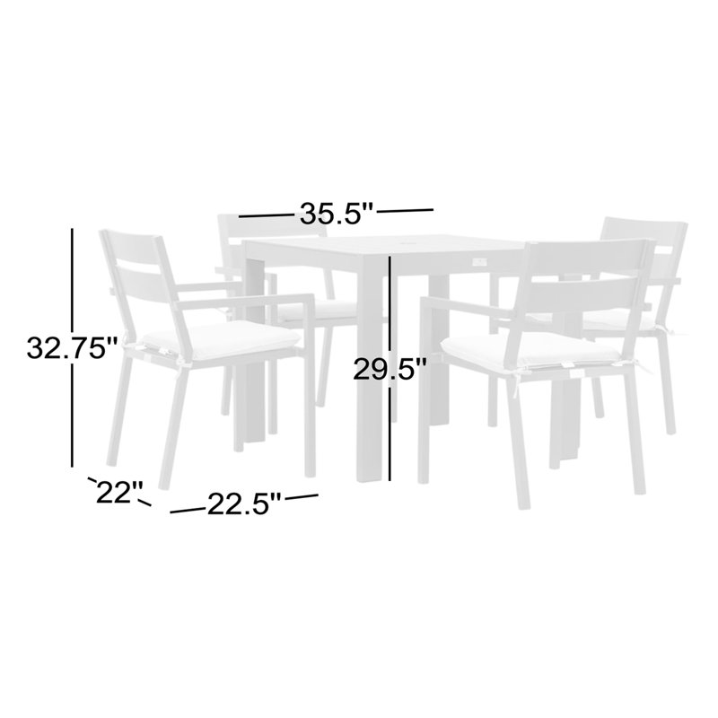 Pacifica Outdoor 5 - Piece Dining Set with Cushions, Canvas Regatta Sunbrella® Canvas, Black