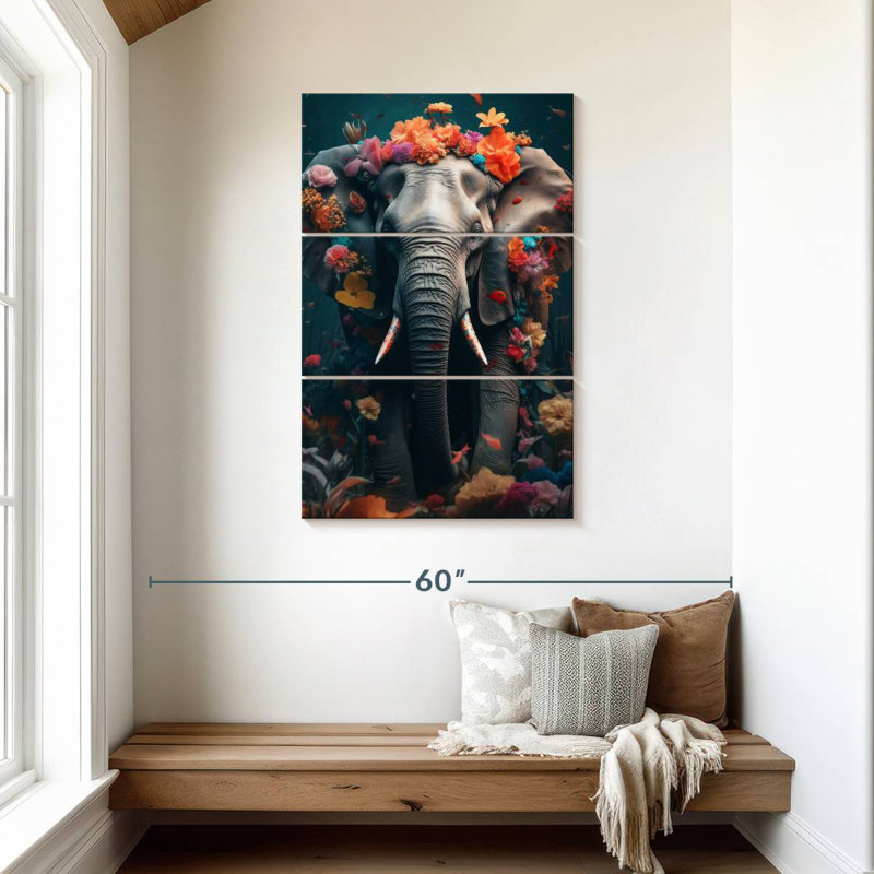 Brampt Elephant Flowers, 45" H x 28" W